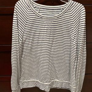 Aerie Long Sleeve Navy Blue Striped Shirt- size M